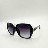 Round Square Side Detail Sunglasses In Black - svnx
