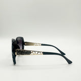 Round Square Side Detail Sunglasses In Black - svnx
