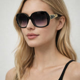 Round Square Side Detail Sunglasses In Black
