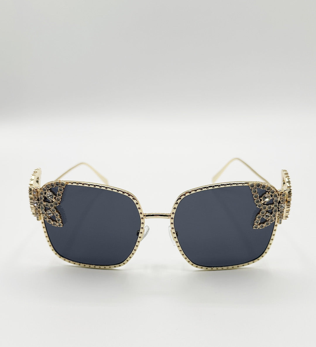 Square Oversized Diamante Detail Sunglasses In Black - svnx