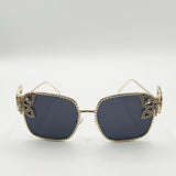 Square Oversized Diamante Detail Sunglasses In Black - svnx