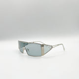Retangle Flattop Metal Sunglasses In Black