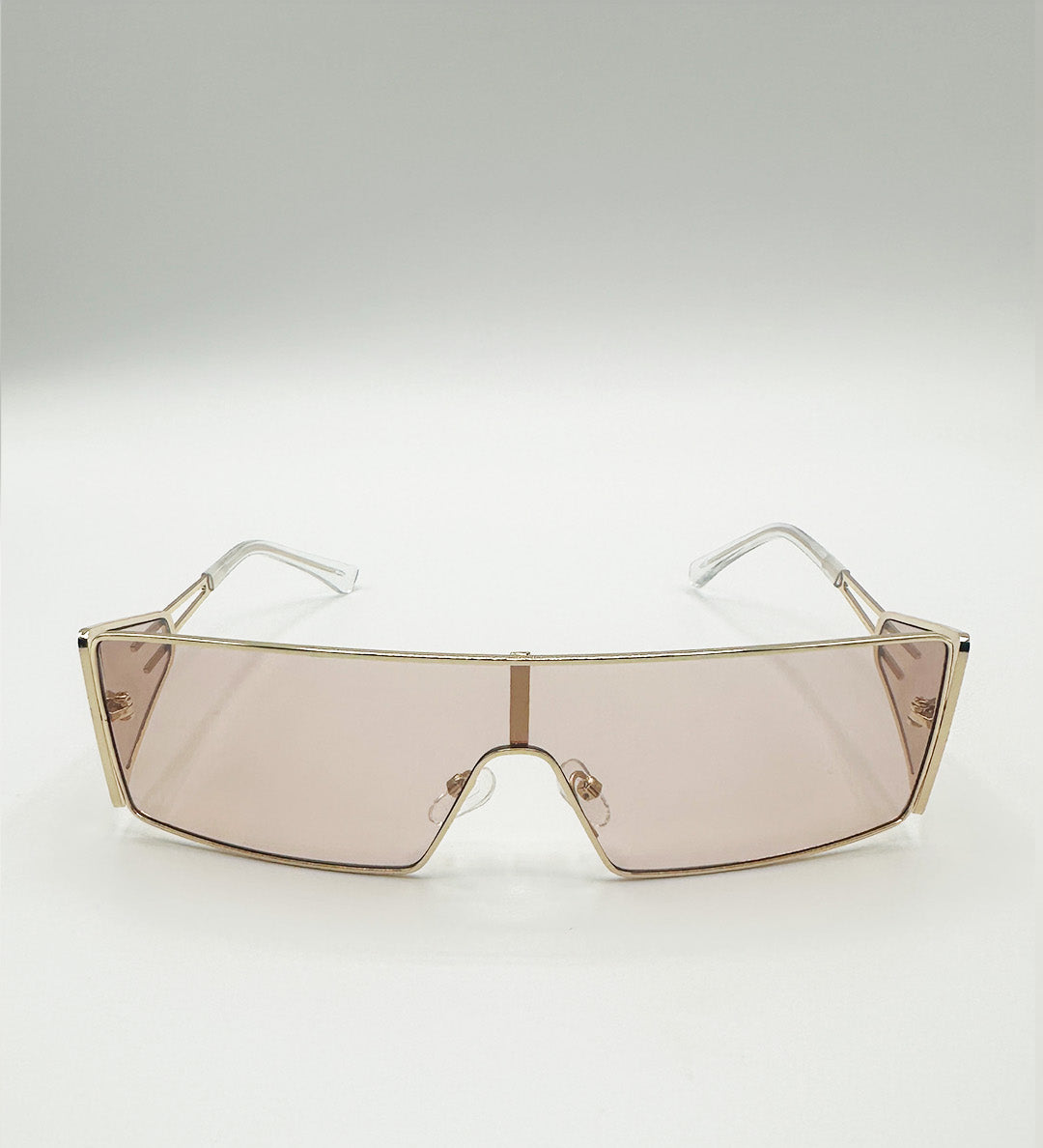 Retangle Flattop Metal Sunglasses In Brown - svnx