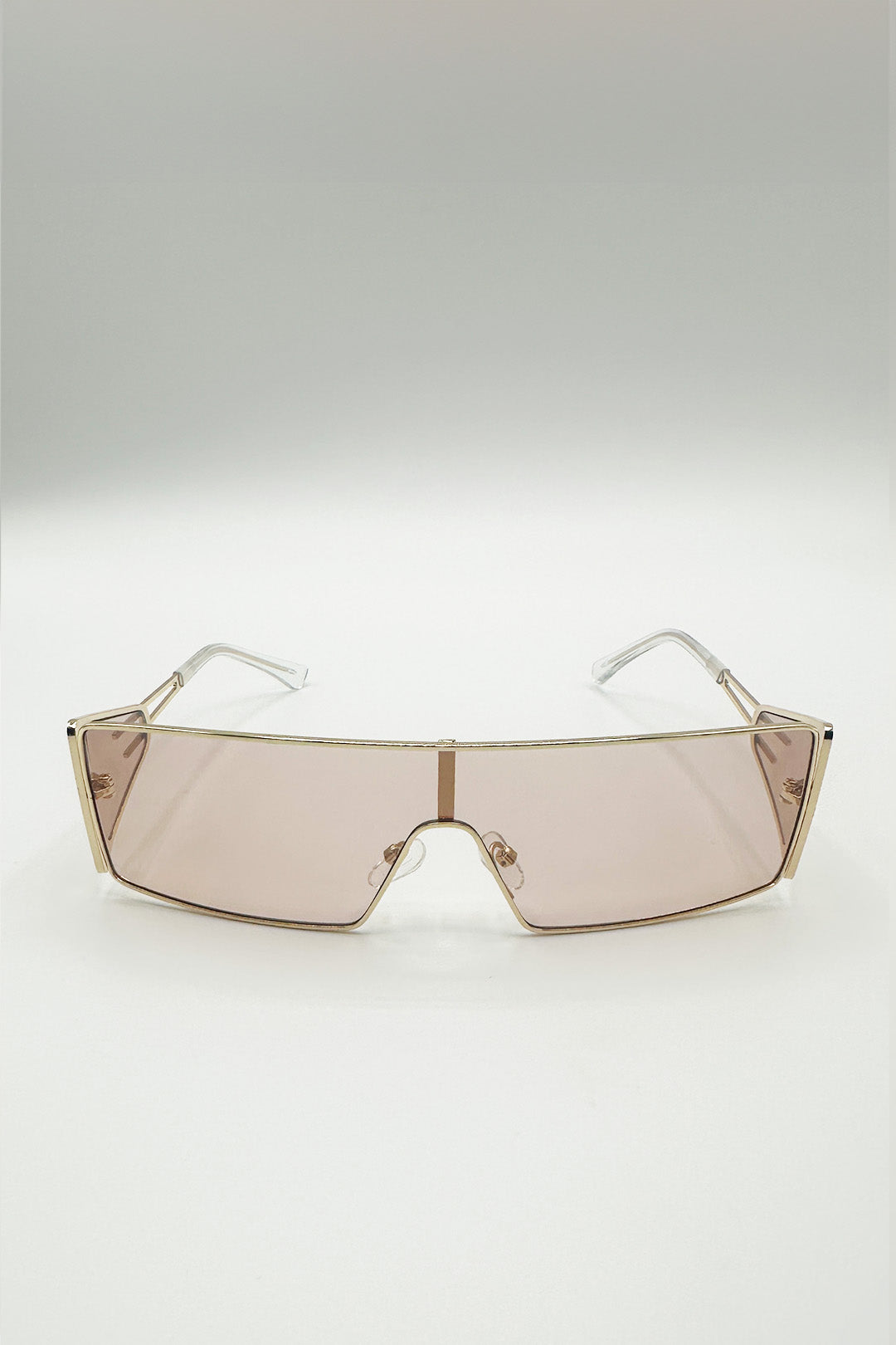 Retangle Flattop Metal Sunglasses In Brown - svnx
