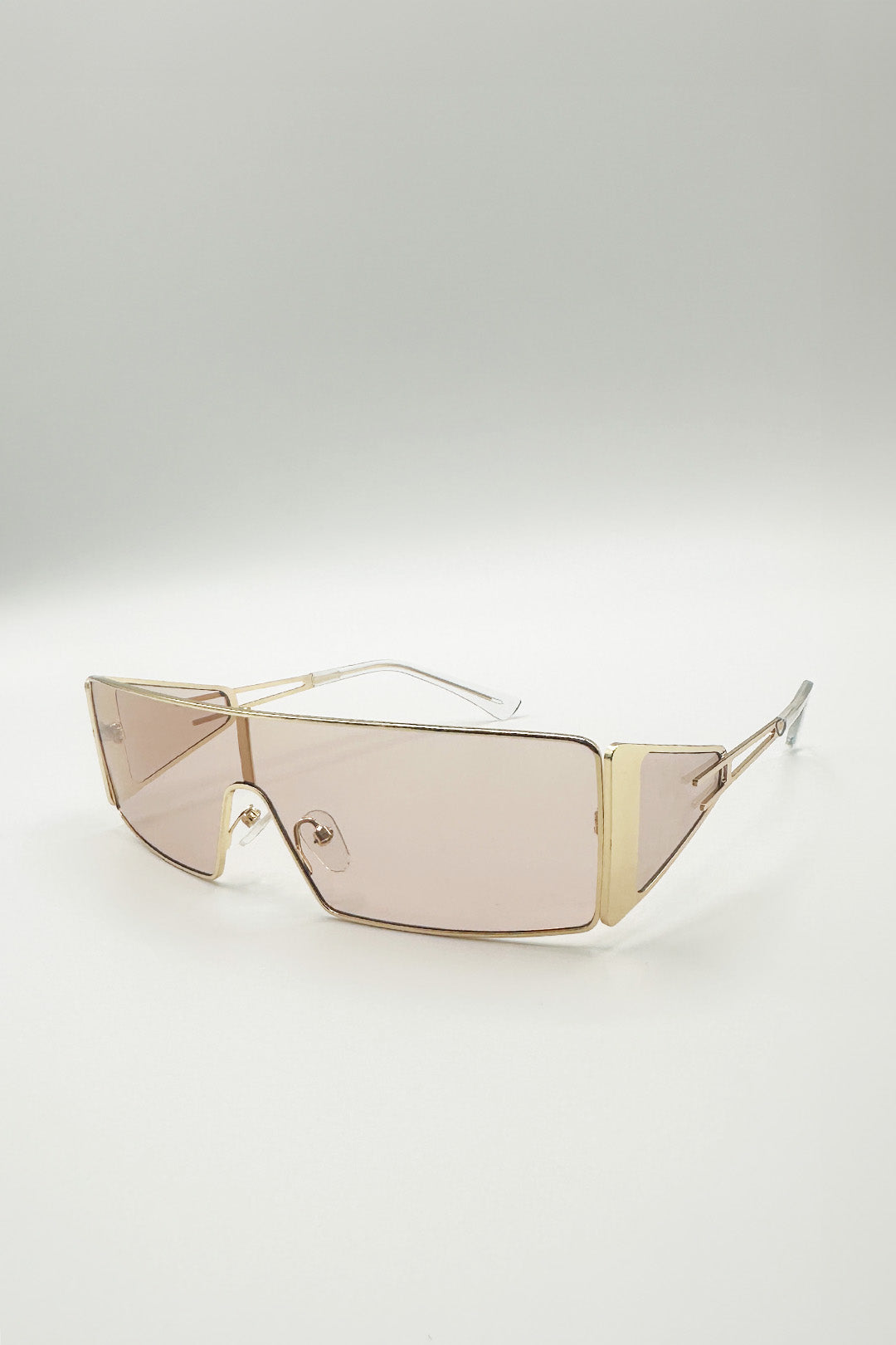 Retangle Flattop Metal Sunglasses In Brown - svnx