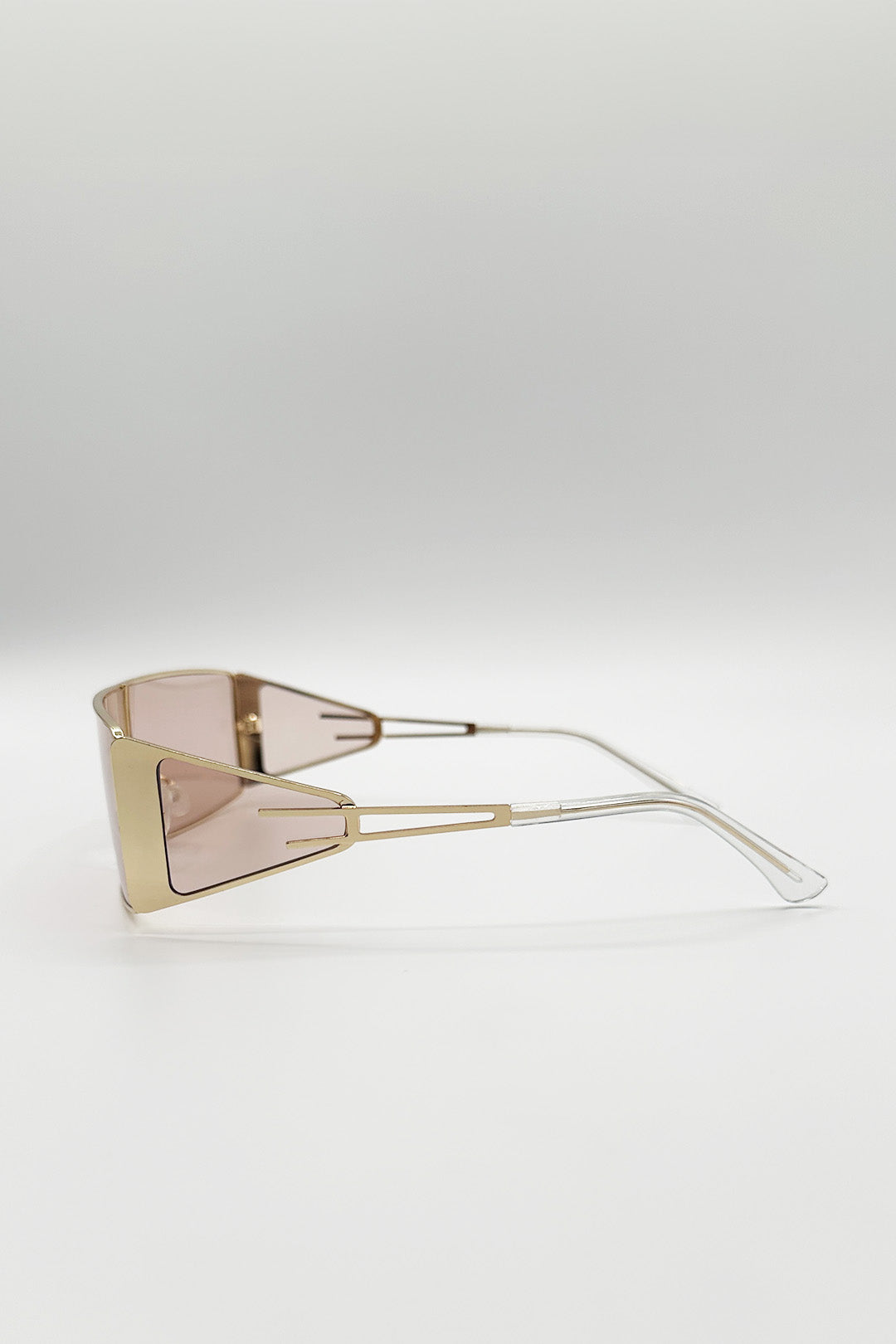 Retangle Flattop Metal Sunglasses In Brown - svnx