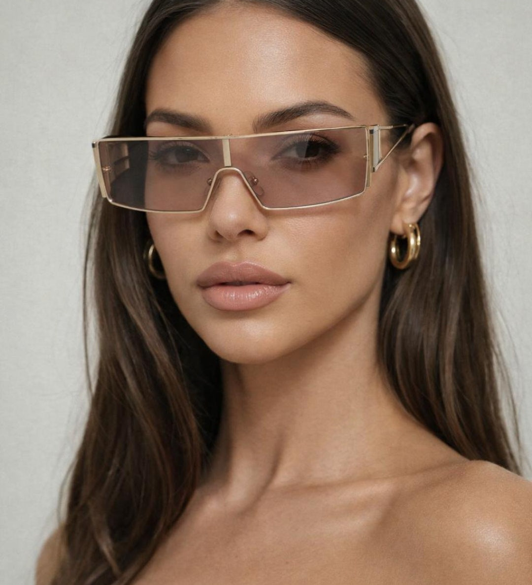Retangle Flattop Metal Sunglasses In Brown - svnx