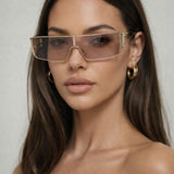 Retangle Flattop Metal Sunglasses In Brown - svnx