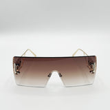 Flatop Rimless Heart Detail Sunglasses In Brown - svnx