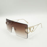 Flatop Rimless Heart Detail Sunglasses In Brown - svnx