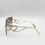 Flatop Rimless Heart Detail Sunglasses In Brown - svnx