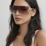 Flatop Rimless Heart Detail Sunglasses In Brown