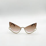 Butterfly Dimante Rimless Sunglasses In Brown