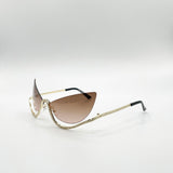Butterfly Dimante Rimless Sunglasses In Brown