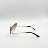 Butterfly Dimante Rimless Sunglasses In Brown
