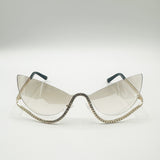 Butterfly Dimante Rimless Sunglasses In Iridescent - svnx