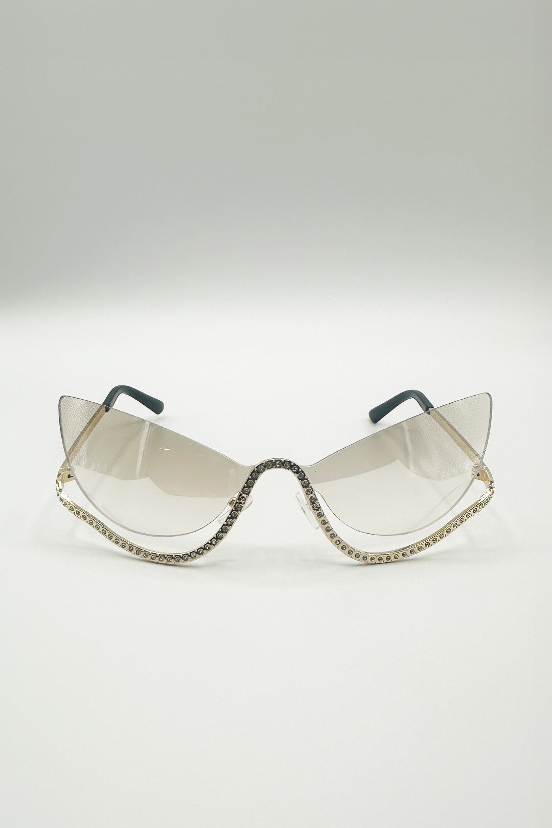 Butterfly Dimante Rimless Sunglasses In Iridescent - svnx