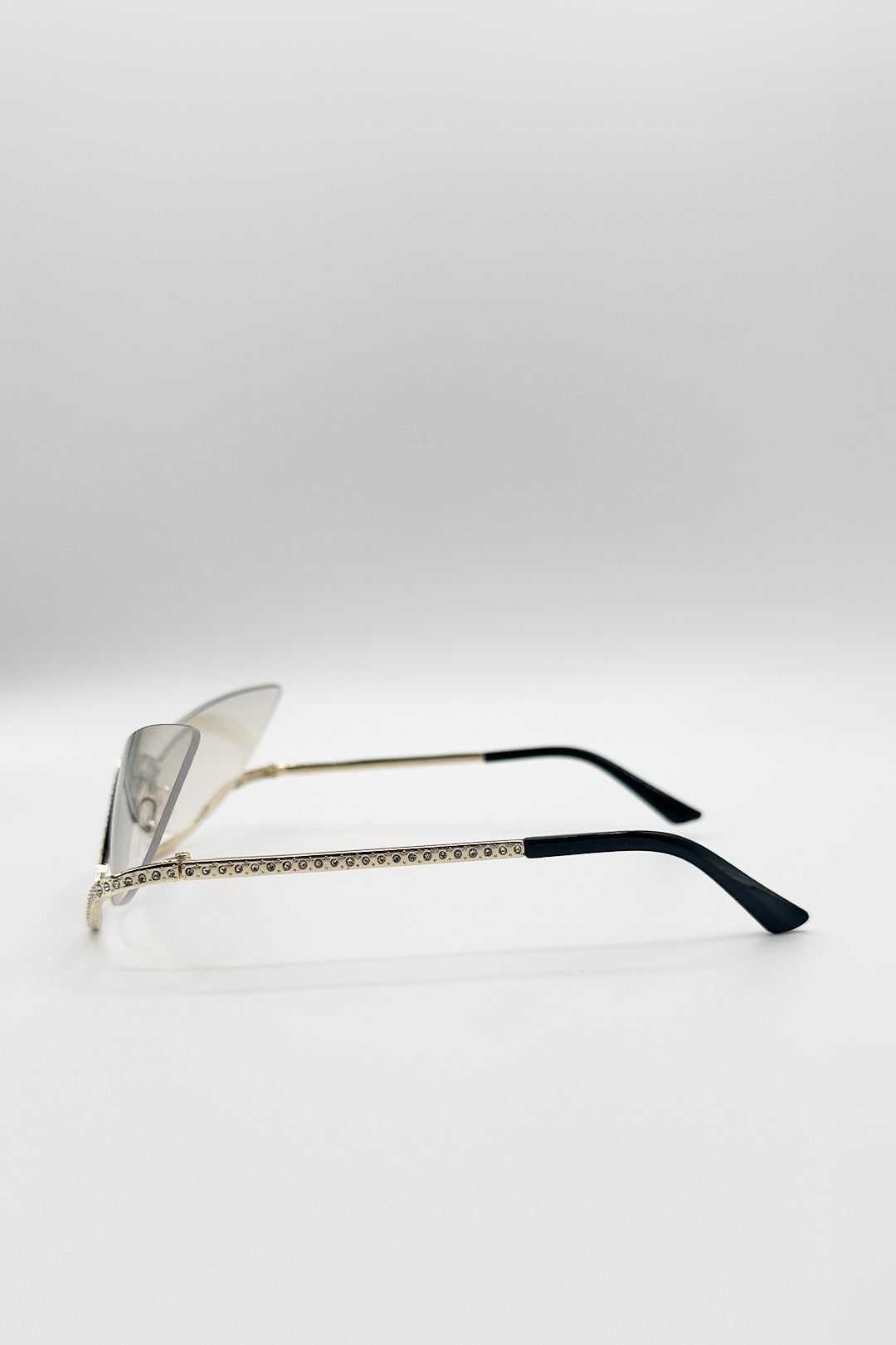 Butterfly Dimante Rimless Sunglasses In Iridescent - svnx