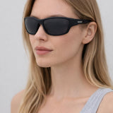 Basic Outdoor Sports Racer Sunglasses In Black With Case