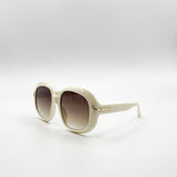 Bold Round Oversized Sunglasses In Cream