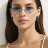Rimless Oval Hexagon Sunglasses