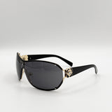 Vintage Rose Wrap Around Sunglasses In Black - svnx