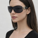 Vintage Rose Wrap Around Sunglasses In Black