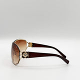 Vintage Rose Wrap Around Sunglasses In Brown - svnx