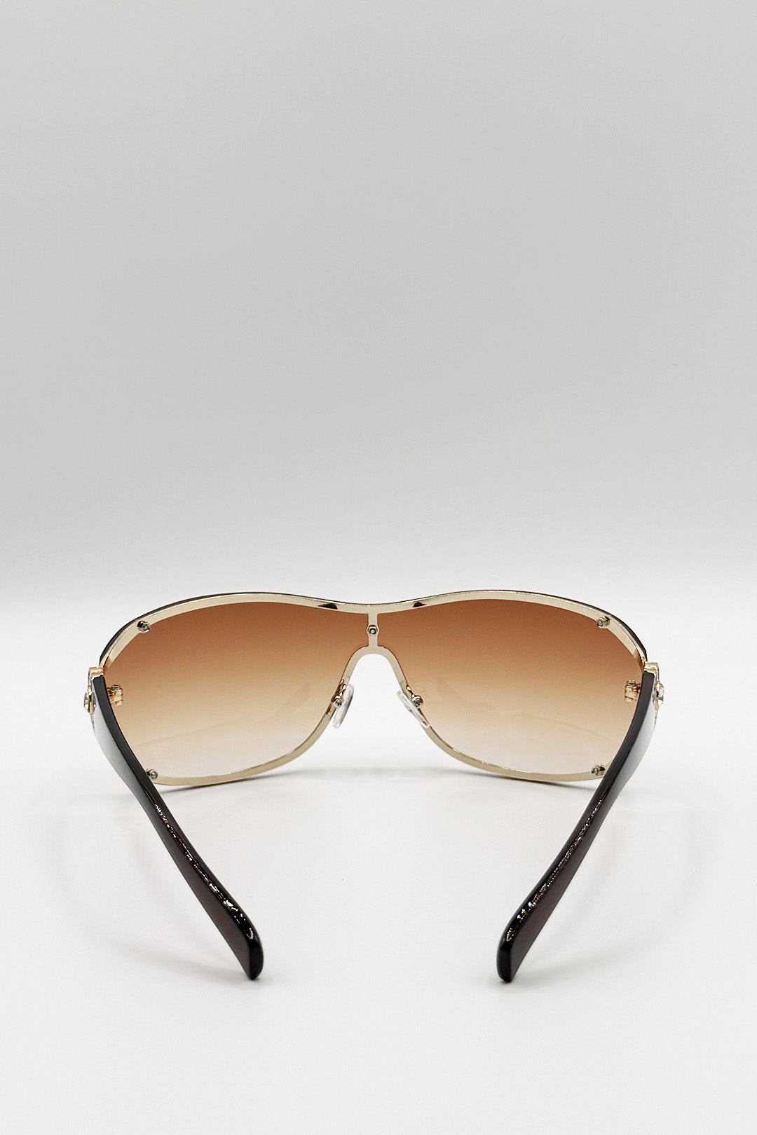 Vintage Rose Wrap Around Sunglasses In Brown - svnx
