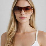 Vintage Rose Wrap Around Sunglasses In Brown
