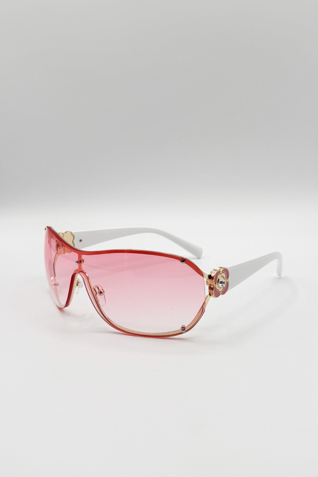 Vintage Rose Wrap Around Sunglasses In Pink - svnx
