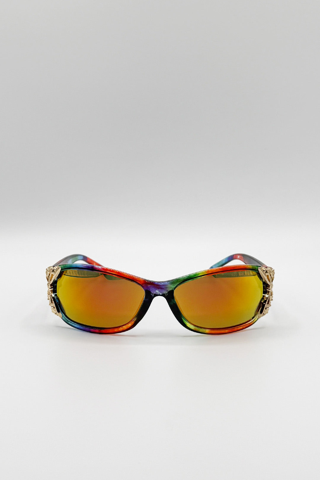 Vintage Wrap Around With Butterfly Detail Sunglasses In Multi - svnx