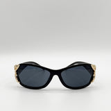 Vintage Wrap Around With Butterfly Detail Sunglasses In Black - svnx