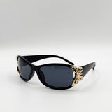 Vintage Wrap Around With Butterfly Detail Sunglasses In Black - svnx