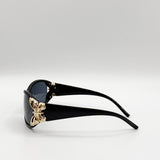 Vintage Wrap Around With Butterfly Detail Sunglasses In Black - svnx