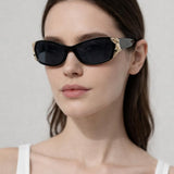 Vintage Wrap Around With Butterfly Detail Sunglasses In Black