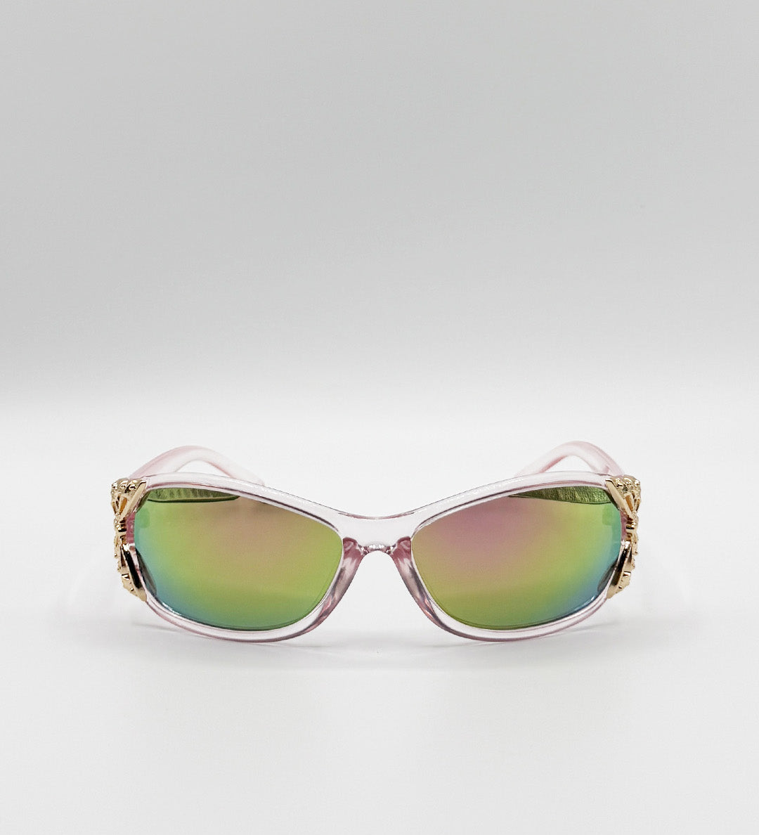 Vintage Wrap Around With Butterfly Detail Sunglasses in Pink Multi - svnx