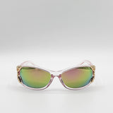 Vintage Wrap Around With Butterfly Detail Sunglasses in Pink Multi - svnx