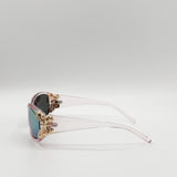 Vintage Wrap Around With Butterfly Detail Sunglasses in Pink Multi - svnx