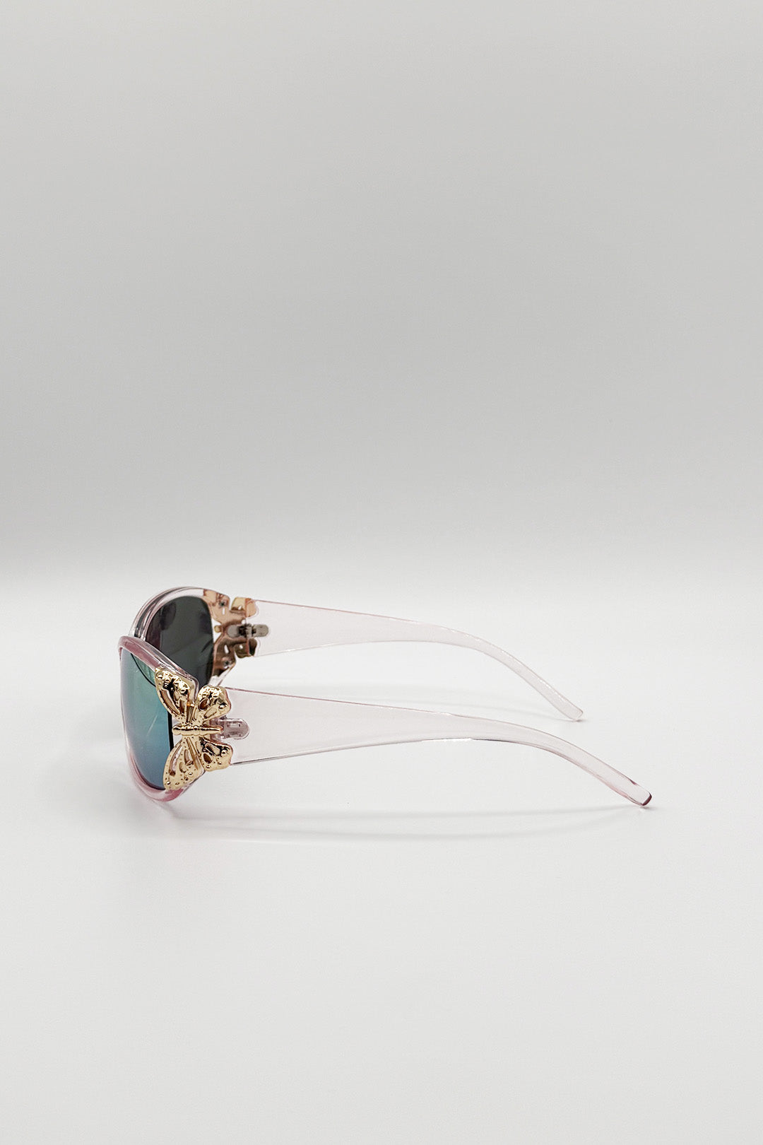 Vintage Wrap Around With Butterfly Detail Sunglasses in Pink Multi - svnx