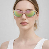 Vintage Wrap Around With Butterfly Detail Sunglasses in Pink Multi