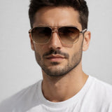 Retro Square Navigator Sunglasses in Brown