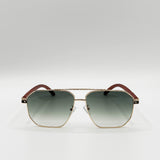 Retro Square Navigator Sunglasses in Green Brown