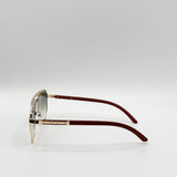 Retro Square Navigator Sunglasses in Green Brown