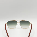 Retro Square Navigator Sunglasses in Green Brown