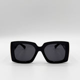 Oversized Square Sunglasses in Black Gold Detail