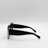 Oversized Square Sunglasses in Black Gold Detail