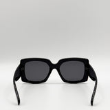 Oversized Square Sunglasses in Black Gold Detail