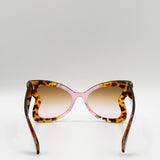 Oversized Butterfly Sunglasses In Pink Brown Leopard