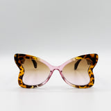 Oversized Butterfly Sunglasses In Pink Brown Leopard